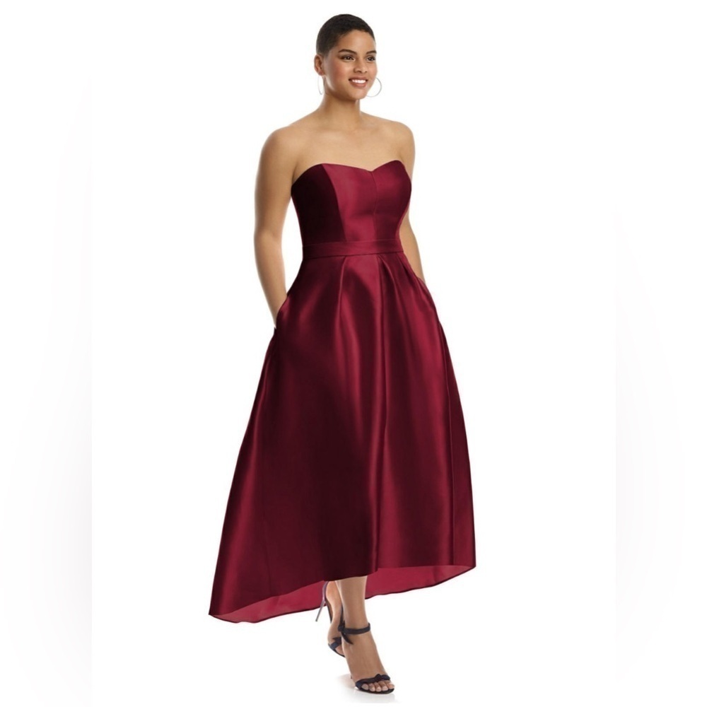 Alfred Sung Strapless High/Low Ballgown - Burgundy
